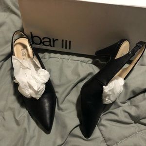 Bar III Womens Tanya Black Faux Leather Mules